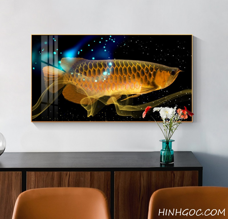 Golden dragon fish feng shui picture file - HG1051