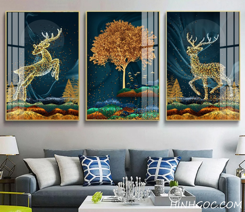 Modern Abstract Art File fortune tree combined with deer - HG118