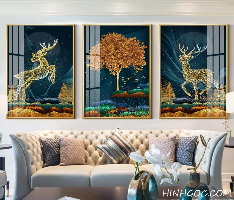 Modern Abstract Art File fortune tree combined with deer - HG118