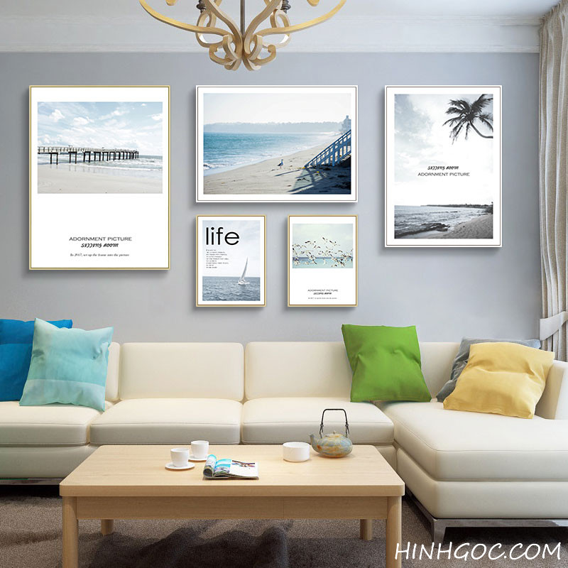 File of 5 paintings combined with sea landscape - HG503