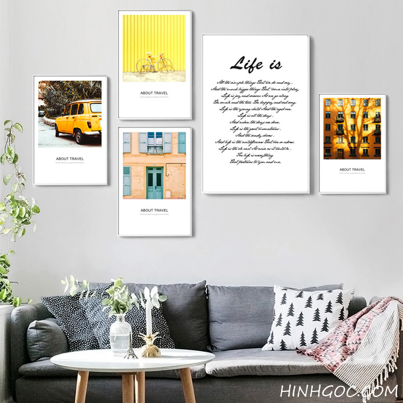 Picture file set 5 combines architectural landscape and gold tone quote - HG505