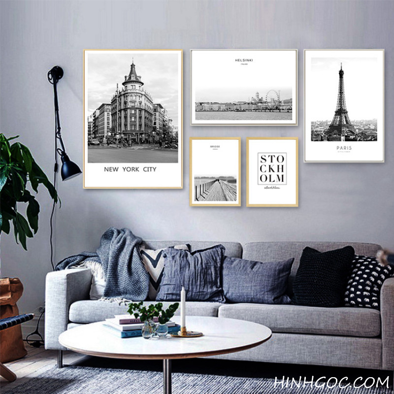 Painting file set 5 combined with black and white European landscape - HG5007