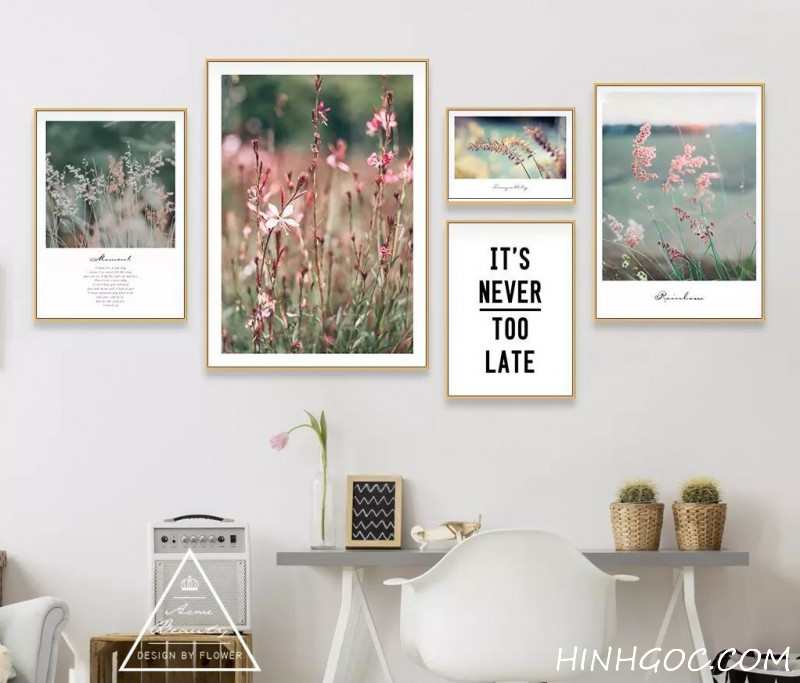 Picture file of 5 paintings combined with flowers and quotes - HG5008