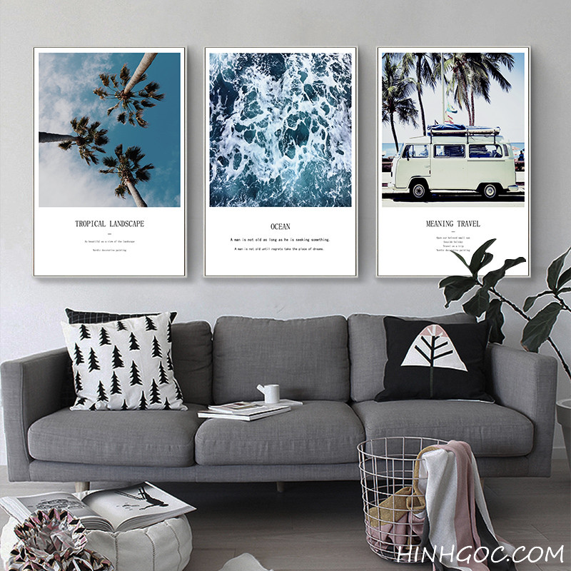 File of 5 paintings combined with sea landscape and quote - HG5009