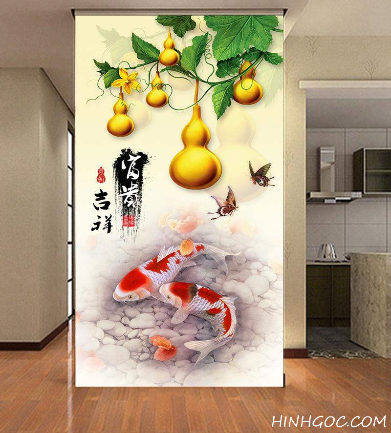 FIle carp painting and golden lake - HG132