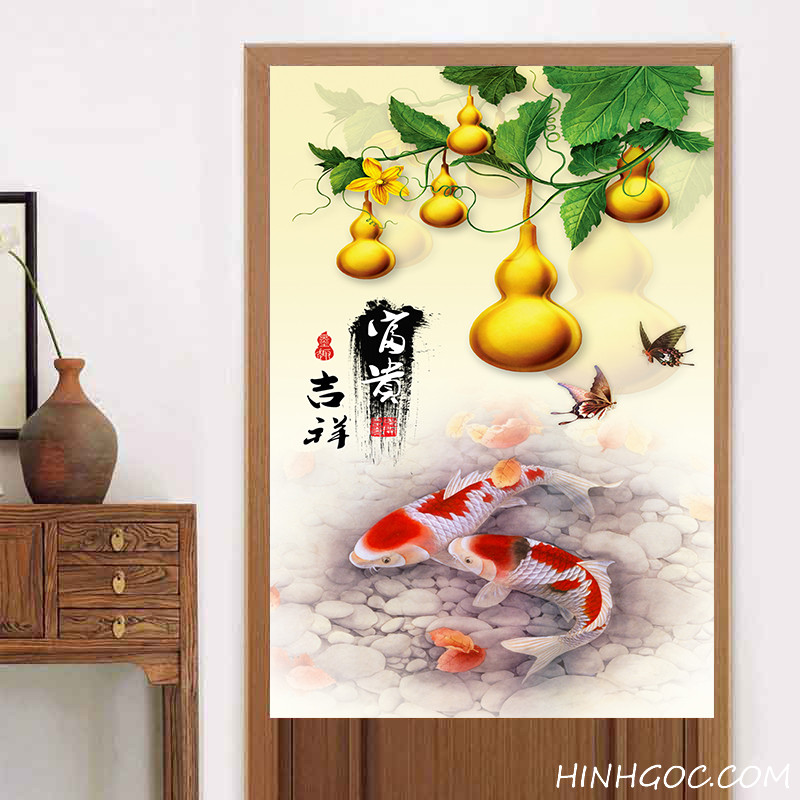 FIle carp painting and golden lake - HG132