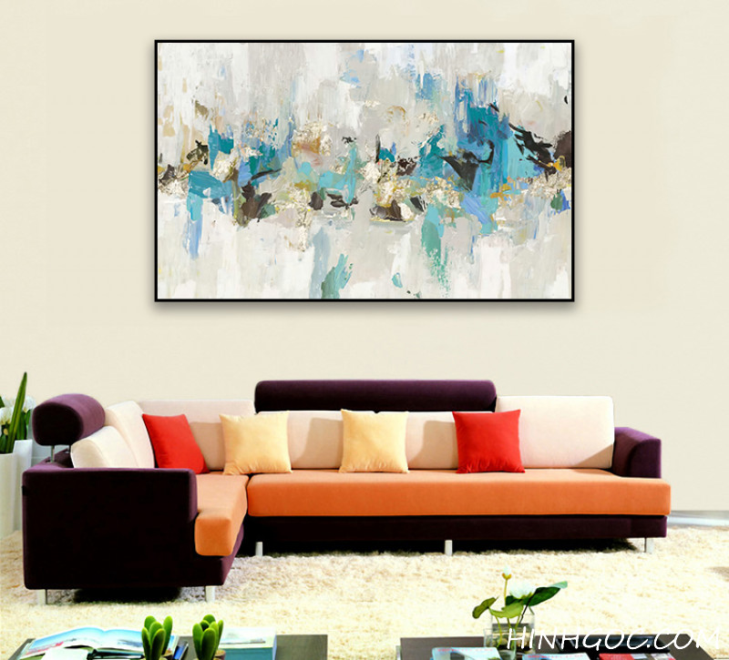 Abstract oil painting file American blue tone - HG137