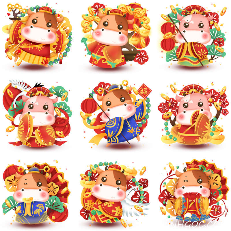 Image of animated buffalo greeting the Lunar New Year 2021 - T5581 - P3