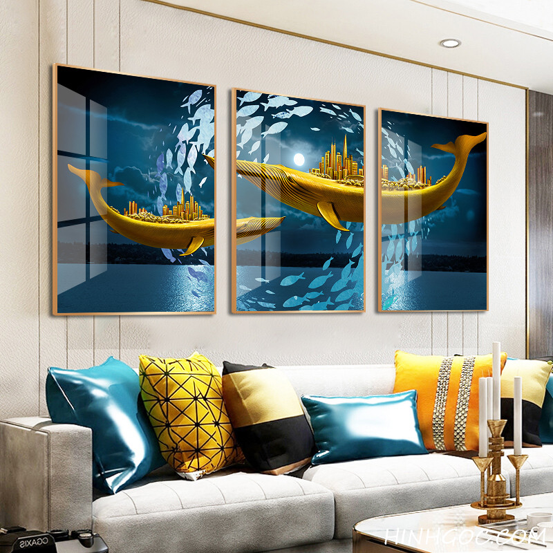 Modern Abstract Art File City on Gold Whale - HG143