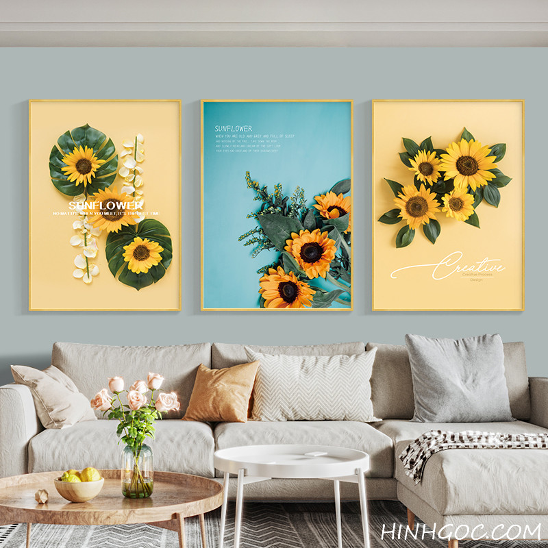 FIle painting set of 3 sunflowers - HG3013