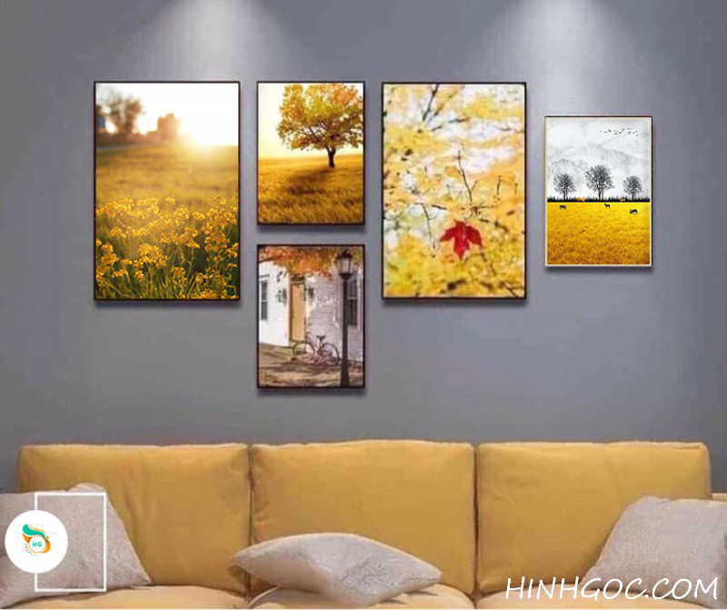 File of 5 paintings combined with autumn scenery - HG514