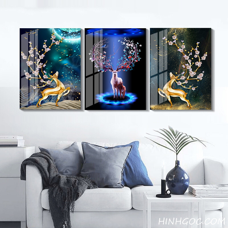 Modern art deer painting file - HG340