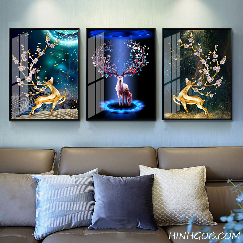 Modern art deer painting file - HG340