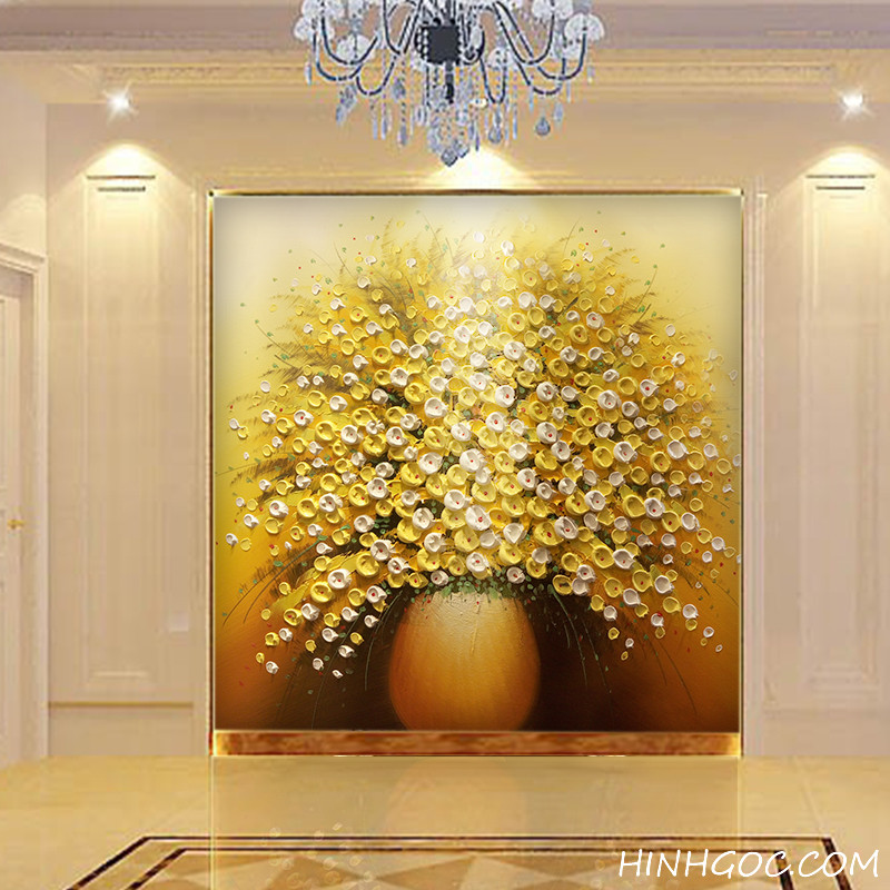 Yellow flower vase oil painting file - HG1070