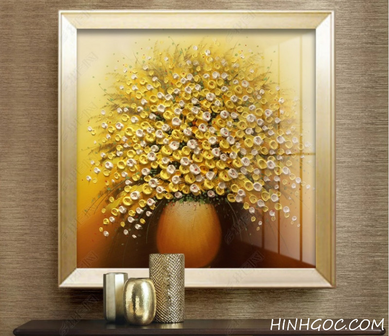 Yellow flower vase oil painting file - HG1070