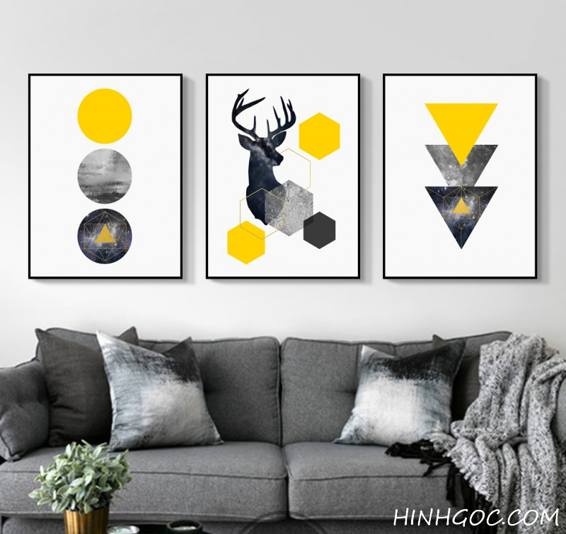 Picture file of 3 geometric abstracts and deer - HG3025