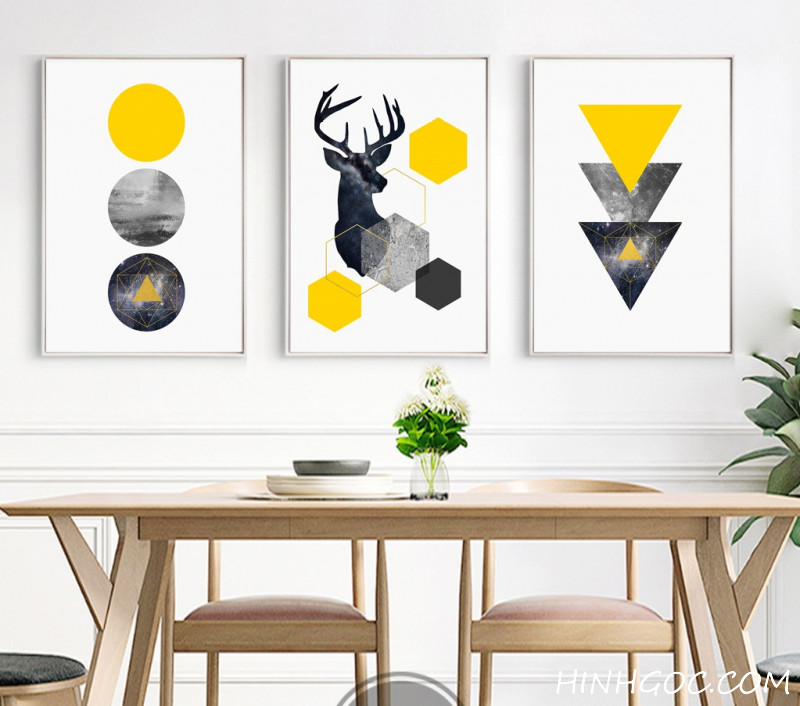 Picture file of 3 geometric abstracts and deer - HG3025