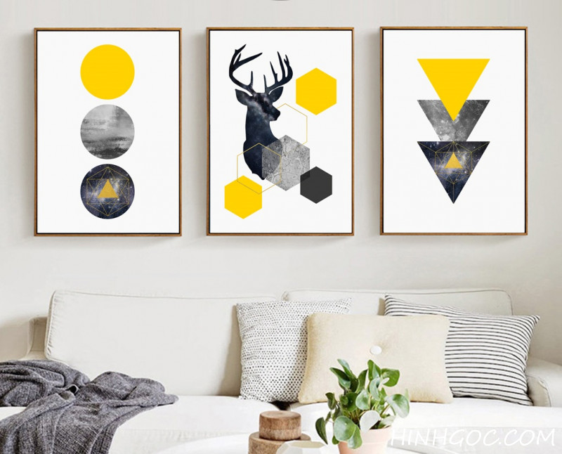 Picture file of 3 geometric abstracts and deer - HG3025