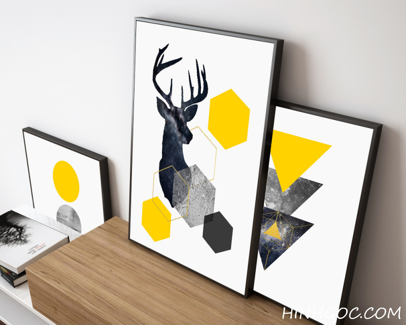 Picture file of 3 geometric abstracts and deer - HG3025