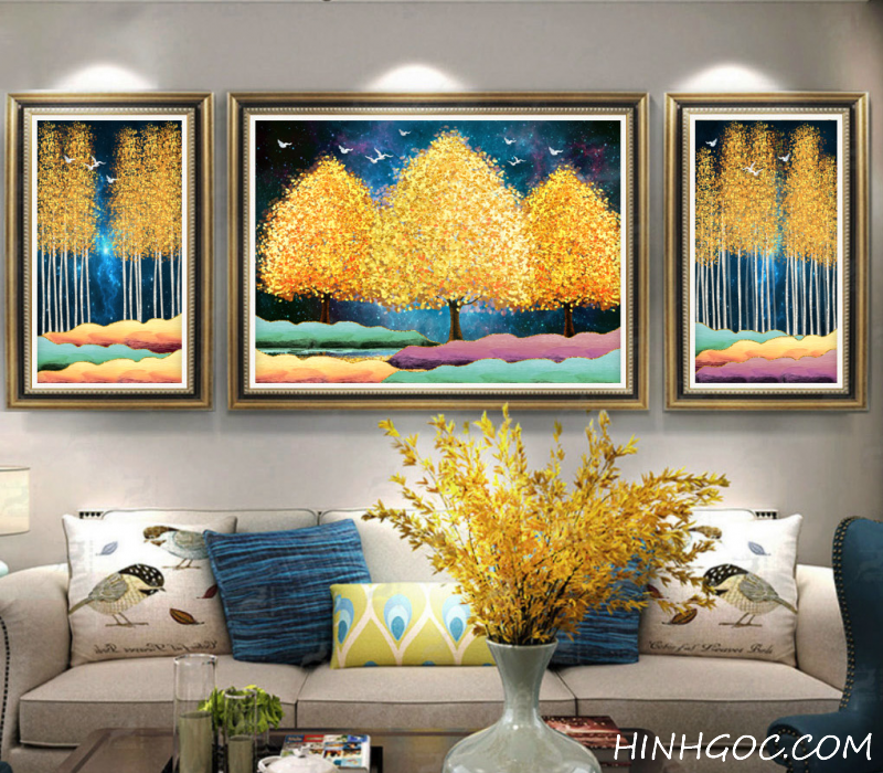 Oil Painting Landscape Art Yellow Leaf Forest File - HG3026