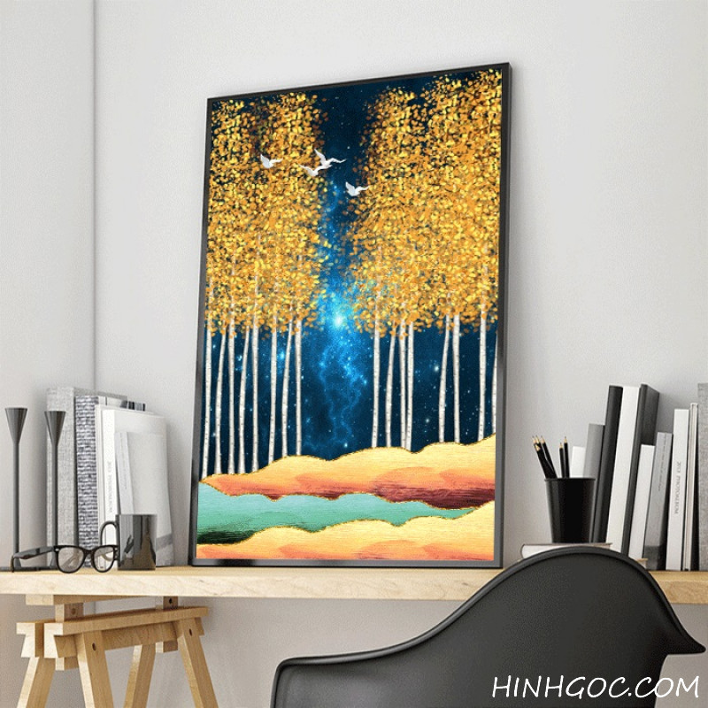 Oil Painting Landscape Art Yellow Leaf Forest File - HG3026