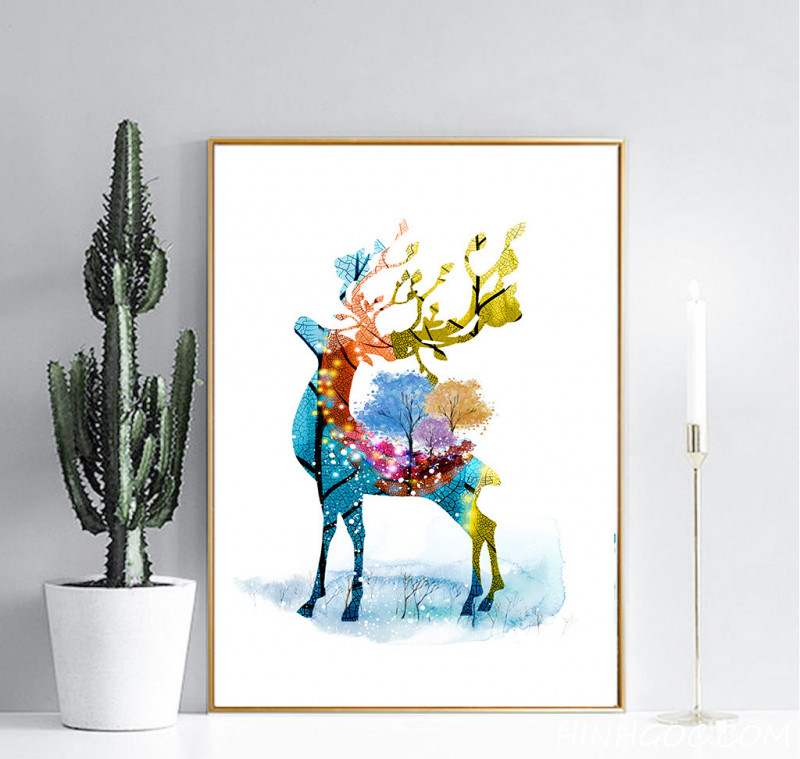 Hand painted deer art file - HG3029