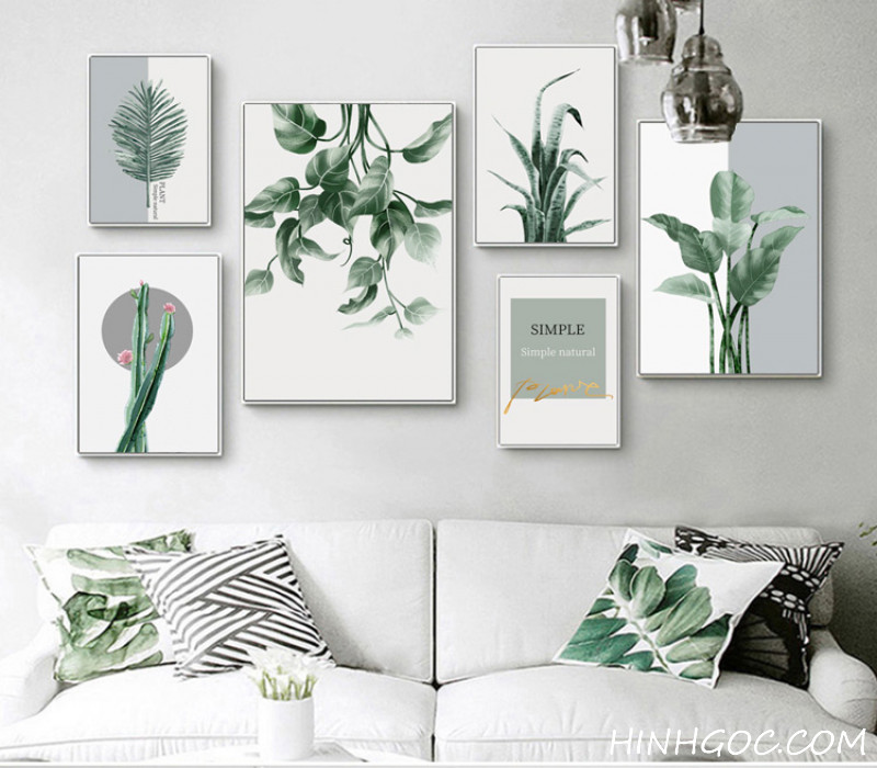 File of 6 paintings combined with tropical plants - HG600