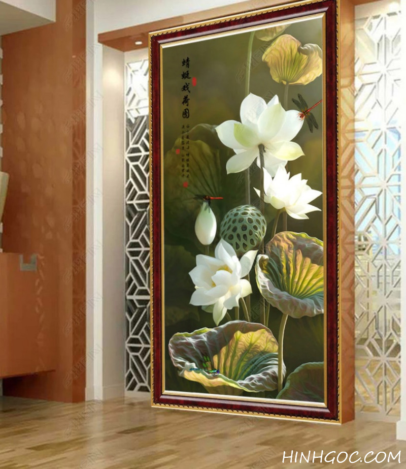 Hand-painted white lotus painting file - S001