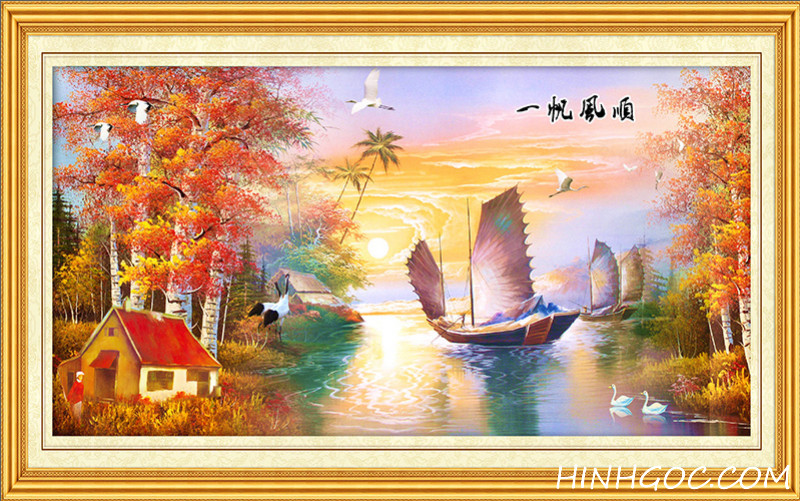 Oil Painting Landscape Art File thuận buồm xuôi giớ - HG172