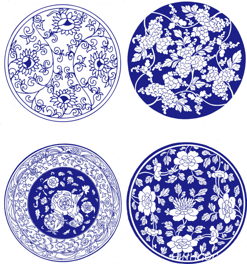 Free download 52 traditional blue and white porcelain pattern vector files - F109