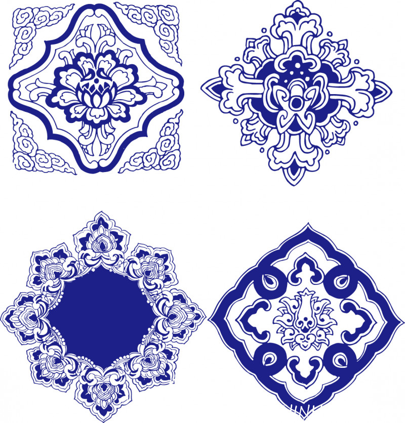 Free download 52 traditional blue and white porcelain pattern vector files - F109