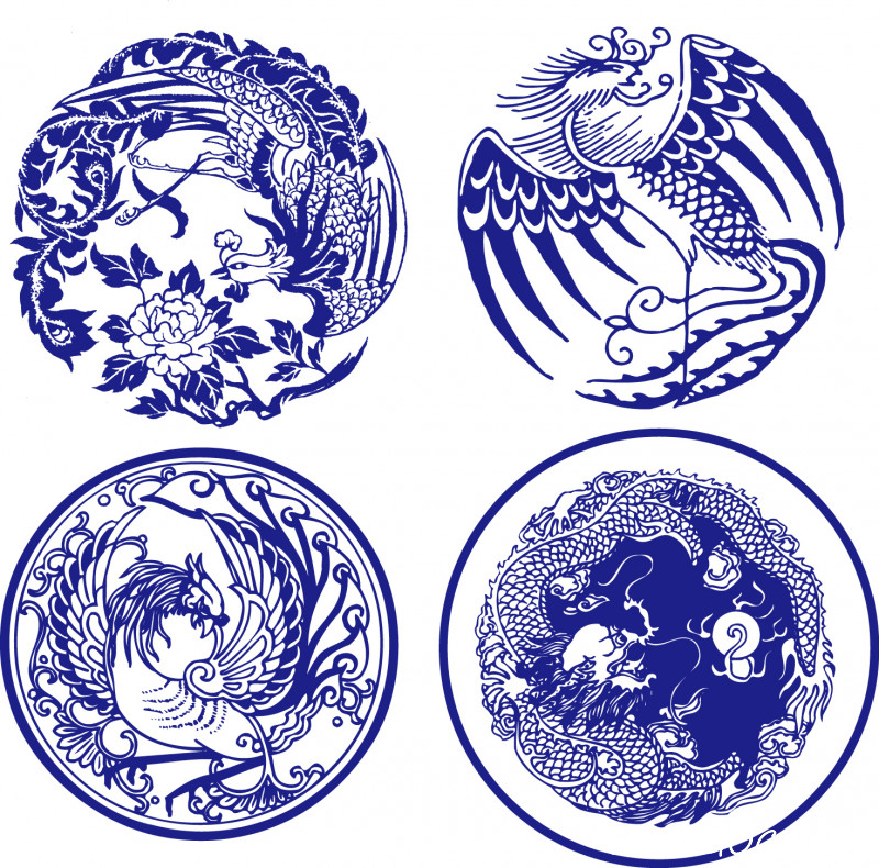 Free download 52 traditional blue and white porcelain pattern vector files - F109