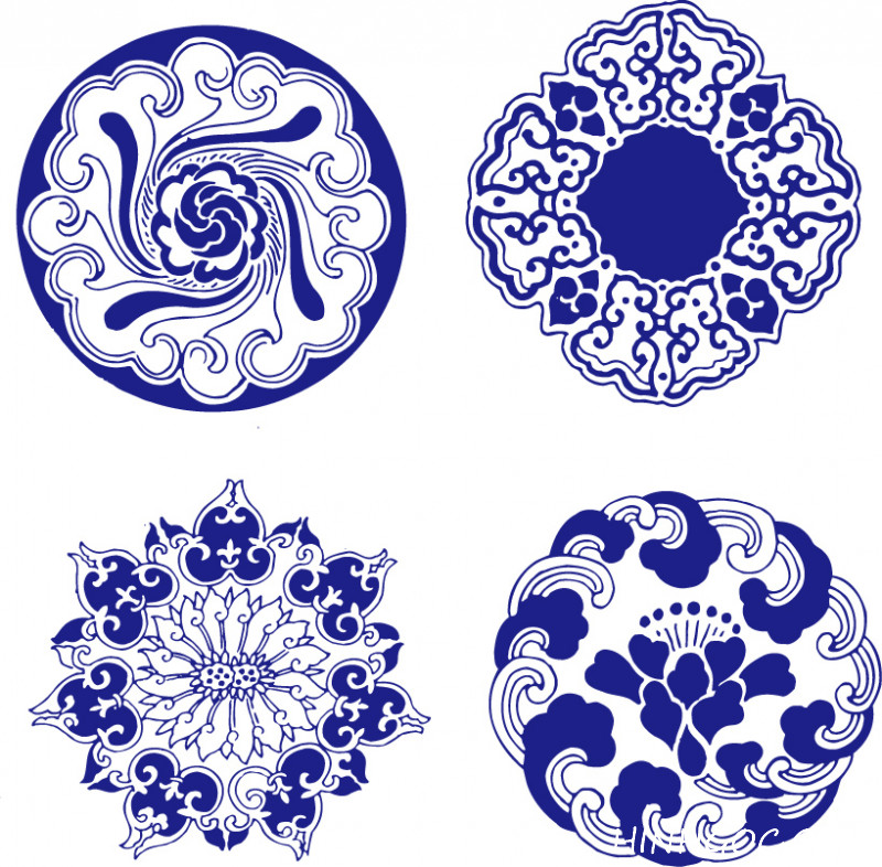 Free download 52 traditional blue and white porcelain pattern vector files - F109