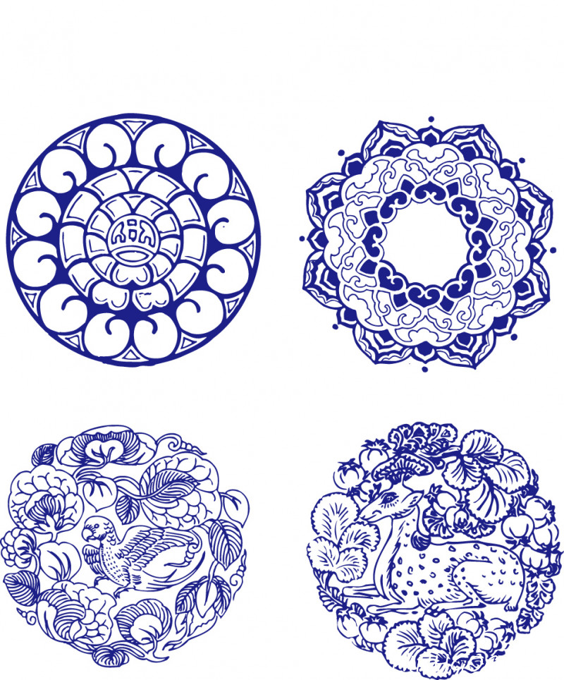 Free download 52 traditional blue and white porcelain pattern vector files - F109