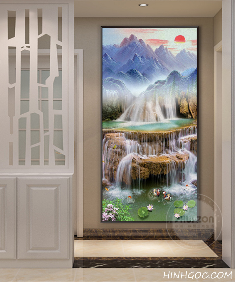 Waterfall feng shui painting file - HG173