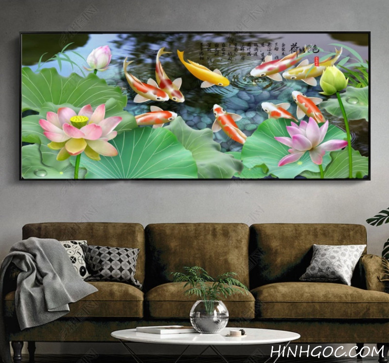 Carp lotus pond painting file - HG174