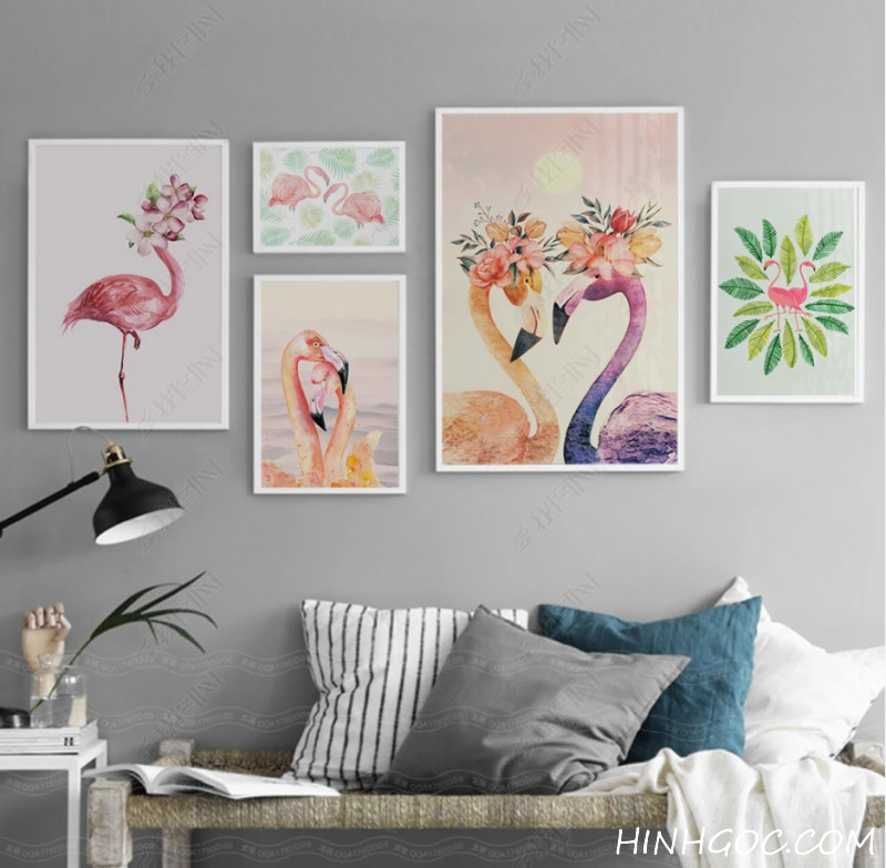 Picture file set 5 combining flamingos and Nordic plants - HG525