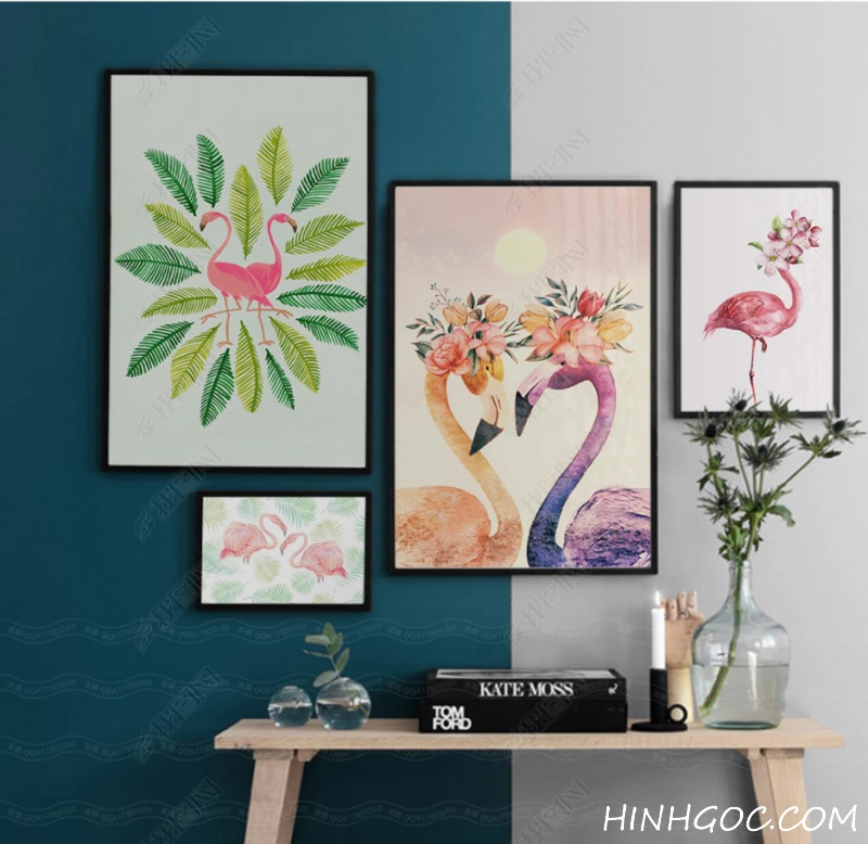 Picture file set 5 combining flamingos and Nordic plants - HG525