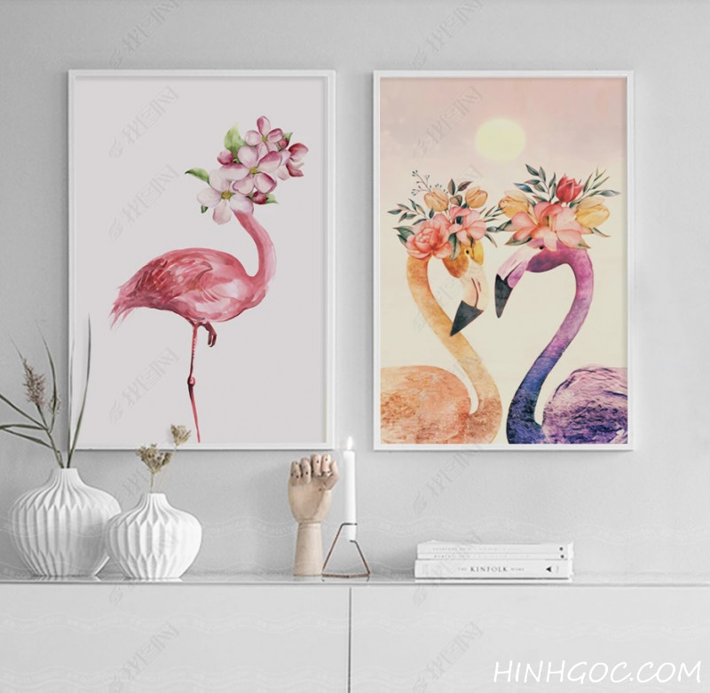 Picture file set 5 combining flamingos and Nordic plants - HG525