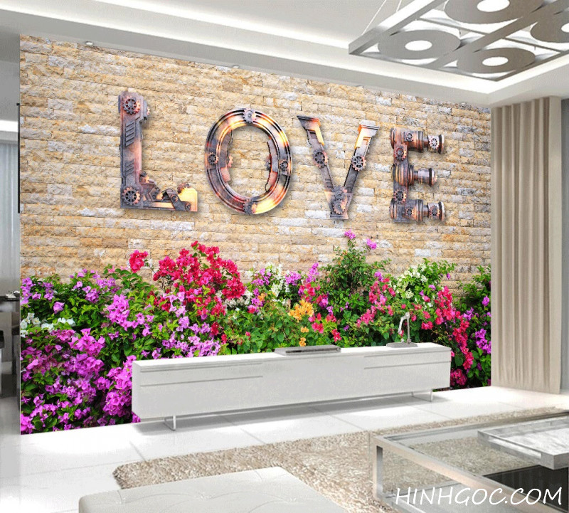 LOVE brick and confetti mural file - DT003