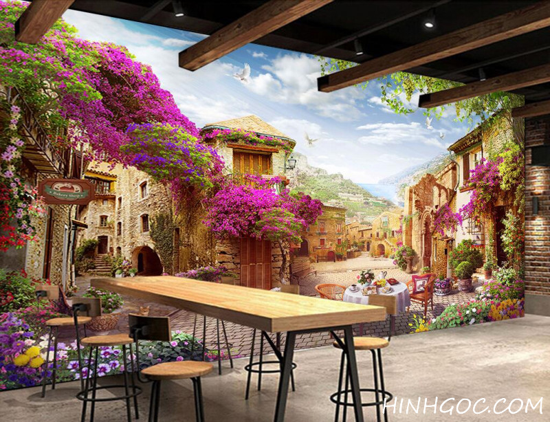 Classic Mediterranean landscape mural file - DT006