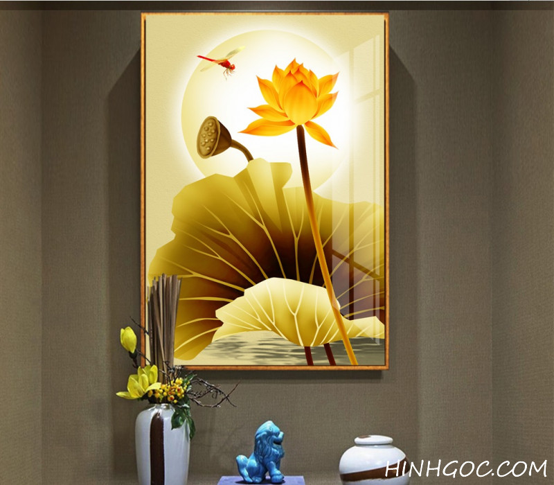 Golden lotus painting file - OP23823893