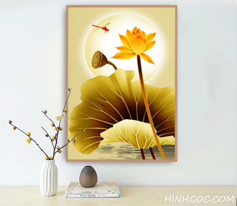 Golden lotus painting file - OP23823893