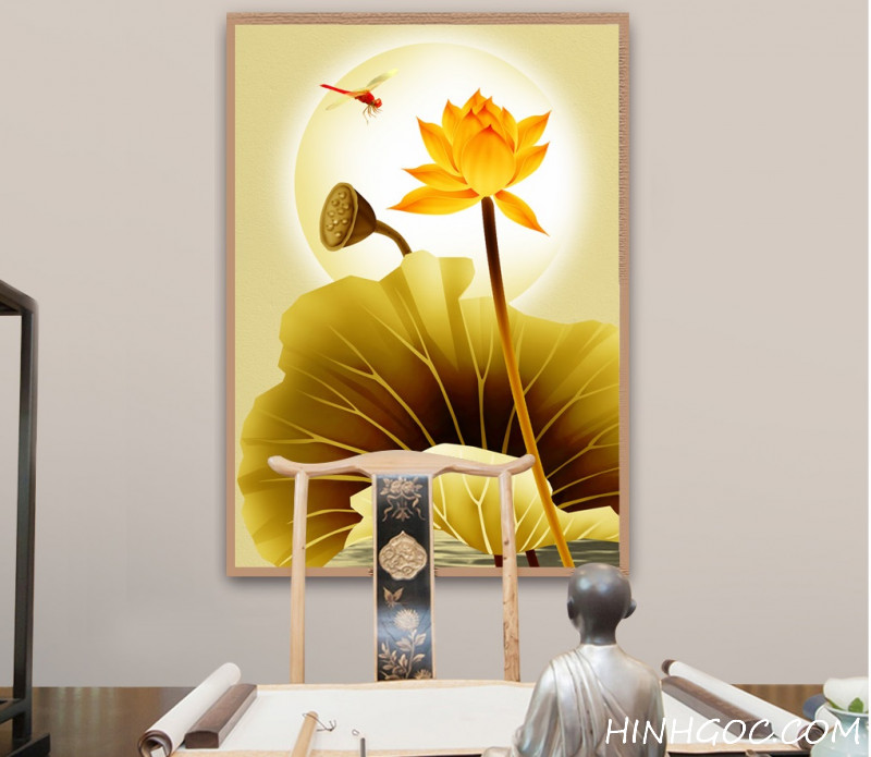 Golden lotus painting file - OP23823893