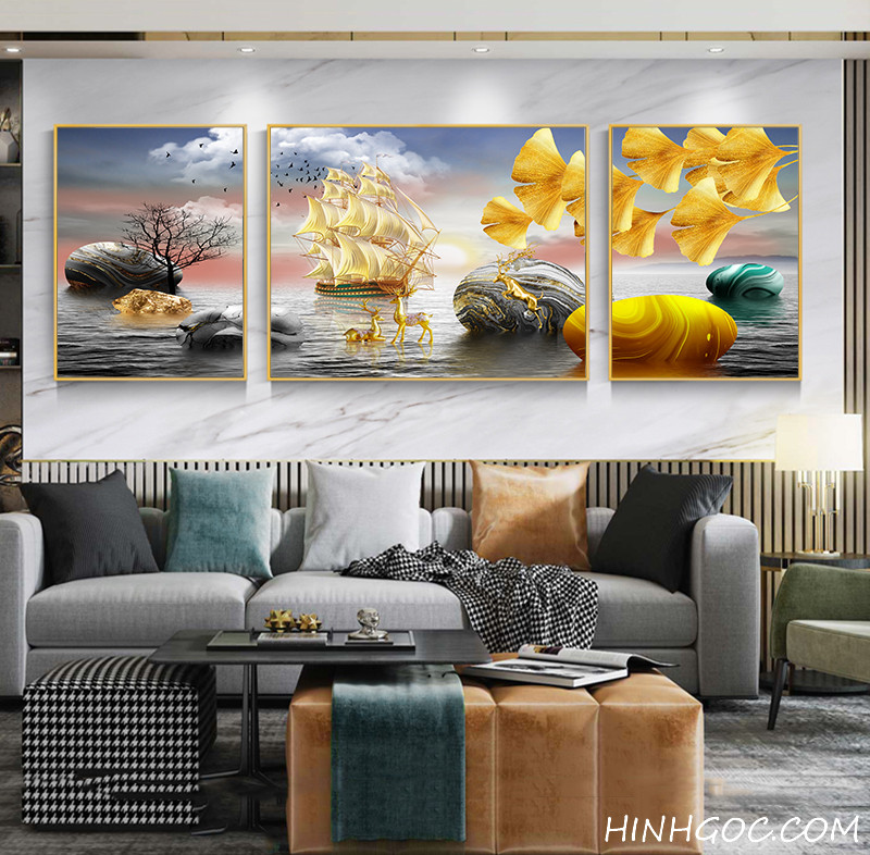 File of modern gold sail painting - TH0003