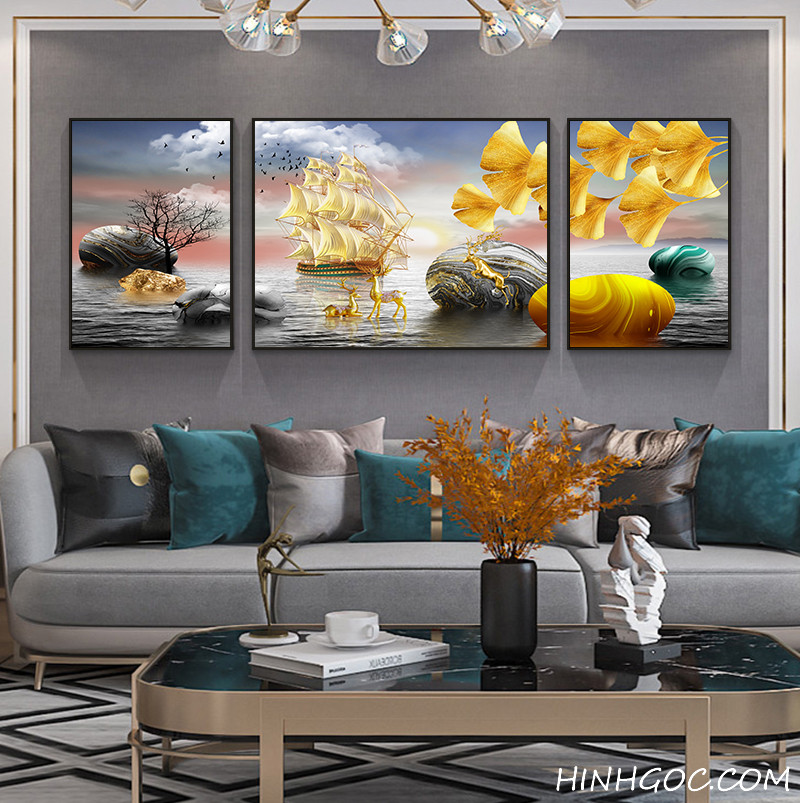 File of modern gold sail painting - TH0003