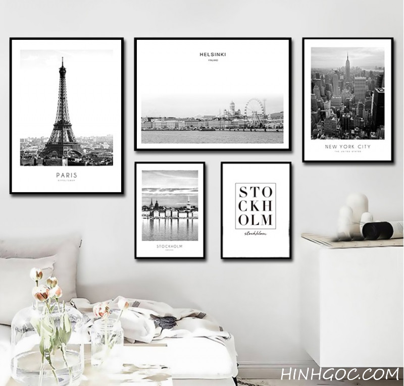 Painting file set of 5 European architectural landscapes - HG529