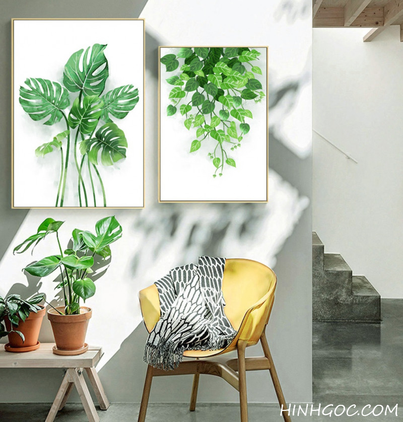 Hand-drawn tropical green leaf picture file - HL0001