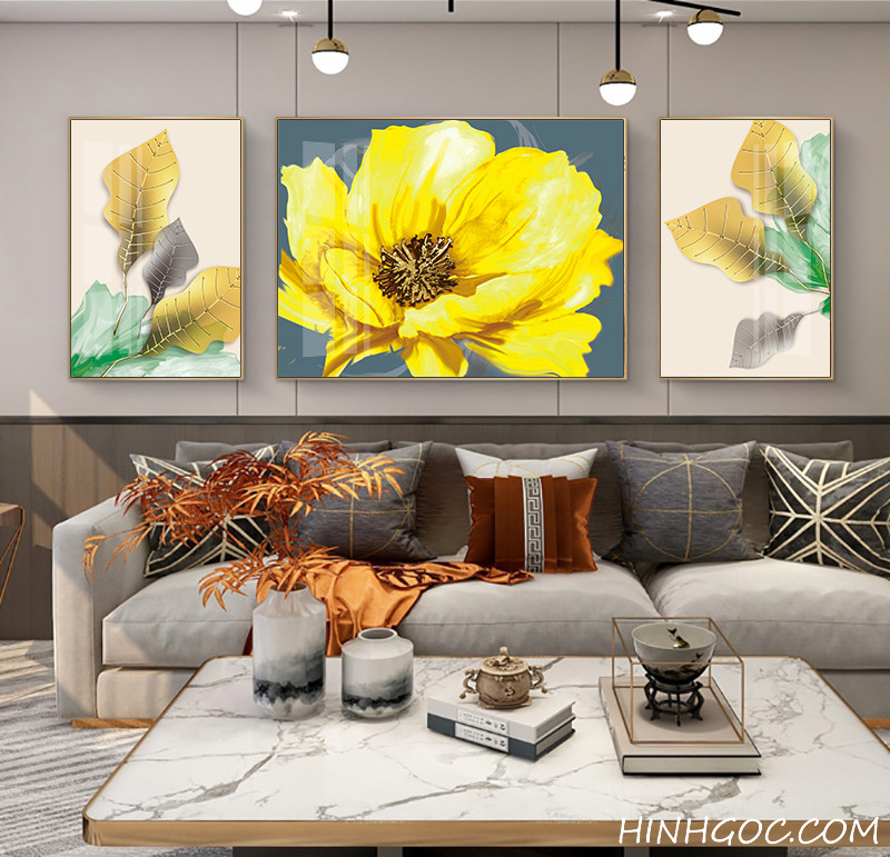 Modern hand-drawn yellow flower painting file - HG362