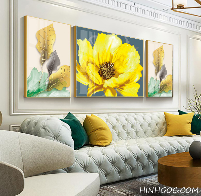 Modern hand-drawn yellow flower painting file - HG362